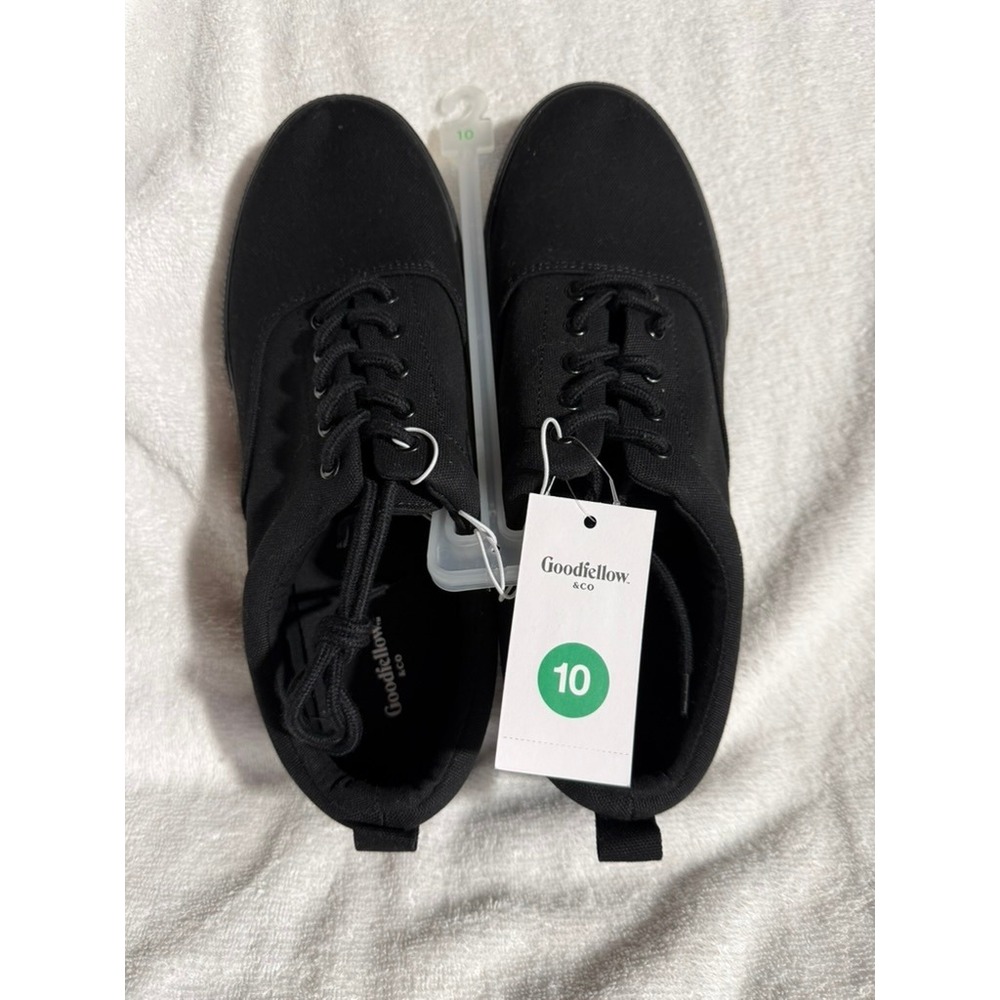 Goodfellow & Co Mens Black Canvas Sneakers Low Top Lace Up Shoes Size 10 NEW